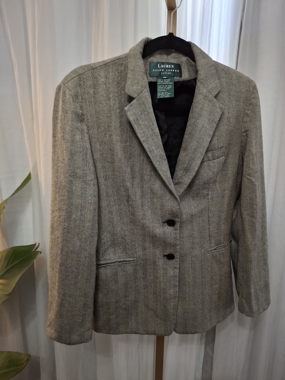 Ralph Lauren Gray Tweed Wool-Blend Notch Lapel Blazer